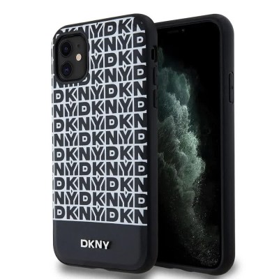 други,аксесоари,dkny,pu,leather,repeat,pattern,bottom,stripe,magsafe,iphone,11,phone,case,black,(black)