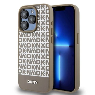 други,аксесоари,dkny,pu,leather,repeat,pattern,bottom,stripe,magsafe,iphone,13,pro,max,phone,case,brown,(brown)