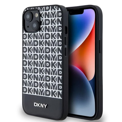 други,аксесоари,dkny,pu,leather,repeat,pattern,bottom,stripe,magsafe,iphone,14,phone,case,black,(black)