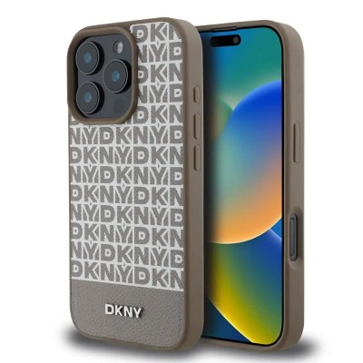 други,аксесоари,dkny,pu,leather,repeat,pattern,bottom,stripe,magsafe,iphone,16,pro,phone,case,brown,(brown)