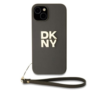други,аксесоари,dkny,pu,leather,stack,logo,wrist,strap,iphone,13,phone,case,brown,(brown)