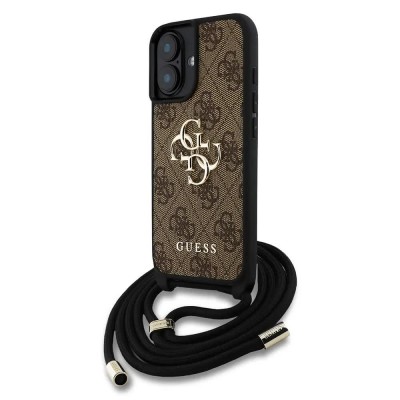 други,аксесоари,guess,pu,4g,metal,logo,crossbody,strap,iphone,16,phone,case,brown,(brown)