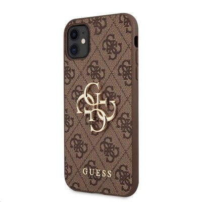 други,аксесоари,guess,pu,4g,metal,logo,iphone,11,phone,case,brown,(brown)