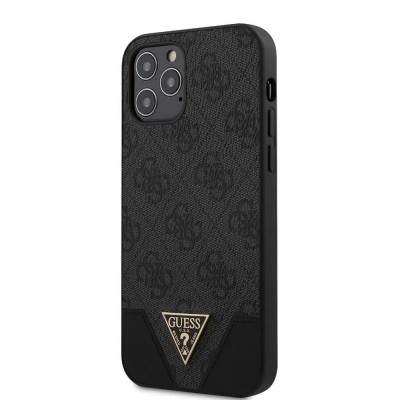 други,аксесоари,guess,pu,4g,triangle,iphone,12,12,pro,6.1,phone,case,black,(grey)
