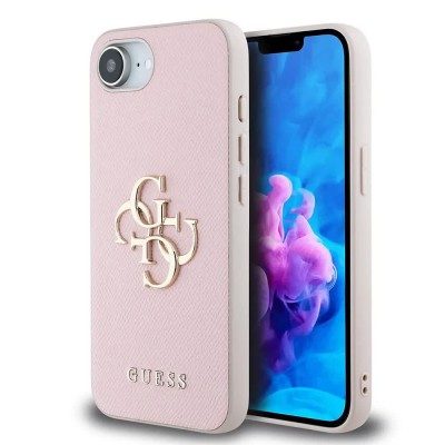 други,аксесоари,guess,pu,grained,4g,metal,logo,iphone,16e,phone,case,pink,(pink)