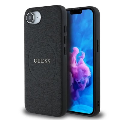 други,аксесоари,guess,pu,grained,classic,logo,magsafe,iphone,16e,phone,case,black,(black)