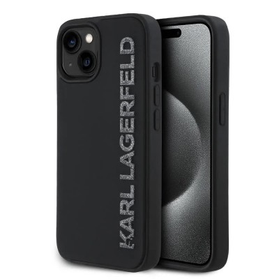 други,аксесоари,karl,lagerfeld,3d,rubber,glitter,logo,iphone,15,phone,case,black,(black)