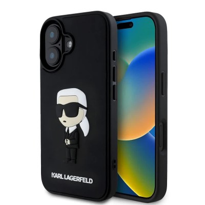 други,аксесоари,karl,lagerfeld,3d,rubber,ikonik,iphone,16,phone,case,black,(black)