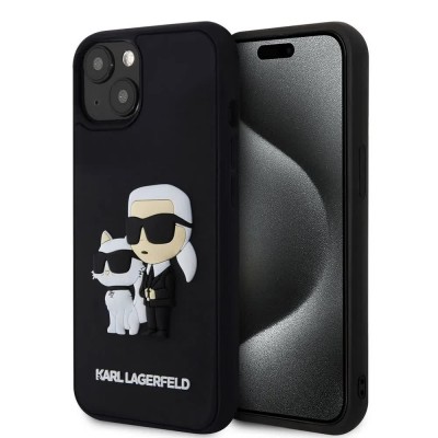 други,аксесоари,karl,lagerfeld,3d,rubber,karl,and,choupette,iphone,13,phone,case,black,(black)