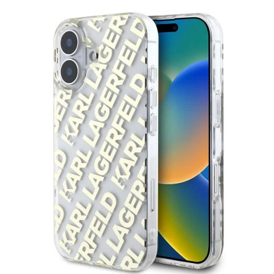 други,аксесоари,karl,lagerfeld,iml,electroplated,repeated,logo,iphone,16,phone,case,clear,(gold)