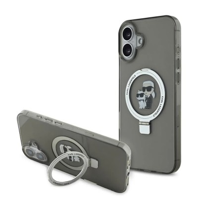 други,аксесоари,karl,lagerfeld,ringstand,karl,and,choupette,magsafe,iphone,16,plus,phone,case,clear,(black)