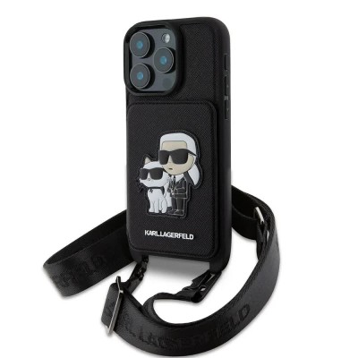други,аксесоари,karl,lagerfeld,saffiano,crossbody,strap,karl,and,choupette,iphone,16,pro,phone,case,black,(black)