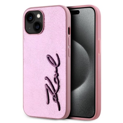 други,аксесоари,karl,lagerfeld,wrinkled,pu,signature,logo,iphone,15,phone,case,pink,(pink)