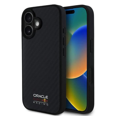 други,аксесоари,red,bull,racing,carbon,shiny,logo,magsafe,iphone,16,phone,case,black,(black)