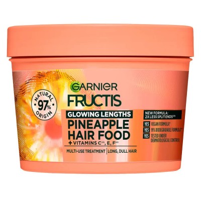 хигиена,коса,garnier,fructis,food,pineapple,hair,mask,400ml,orange,(transparent)