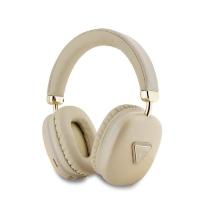 слушалки,слушалки,guess,saffiano,pu,leather,triangle,logo,wireless,headphones,beige