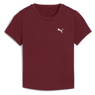 тениска,дамски,тениски,puma,wardrobe,ess,slim,fit,short,sleeve,t,shirt,ruby,shimmer,(red)