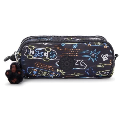 канцеларски,принадлежности,kipling,gitroy,pencil,case,neon,skate,(black)
