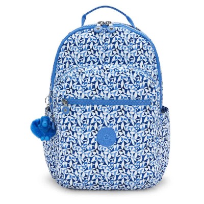 раница,раници,kipling,seoul,27l,backpack,crazy,leaves,(blue)