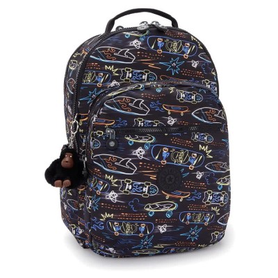 раница,раници,kipling,seoul,lap,27l,backpack,neon,skate,(black)