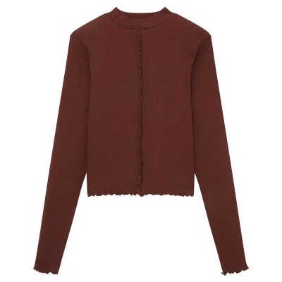 тениска,детски,тениски,tom,tailor,cropped,rib,long,sleeve,t,shirt,brown,(bitter,chocolate)
