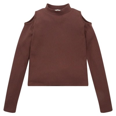 тениска,детски,тениски,tom,tailor,cropped,rib,long,sleeve,t,shirt,bitter,chocolate,space,dye,(brown)