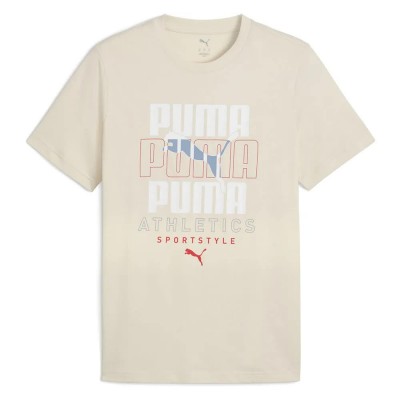 тениска,мъжки,тениски,puma,graphic,stacked,graphic,short,sleeve,t,shirt,alpine,snow,(beige)