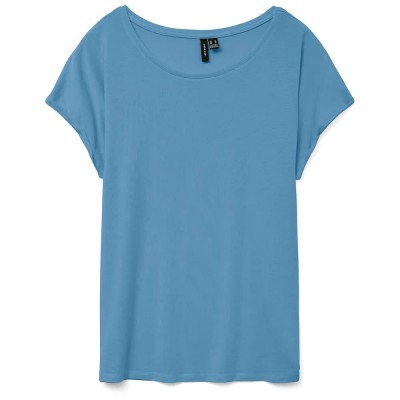 тениска,дамски,тениски,vero,moda,ava,plain,short,sleeve,t,shirt,blue,(allure)