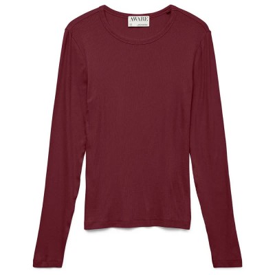 тениска,дамски,тениски,vero,moda,awirwina,long,sleeve,t,shirt,zinfandel,(red)