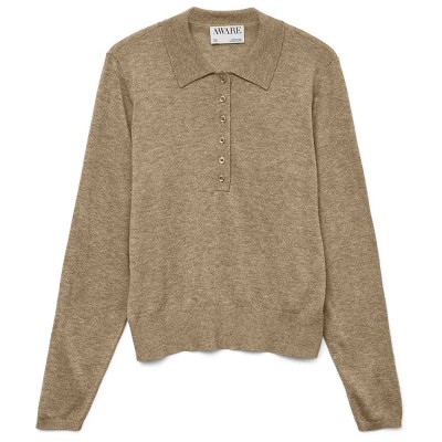 блуза,дамски,пуловери,дамски,плетени,дрехи,vero,moda,awsikita,sweater,natural,melange,(brown)