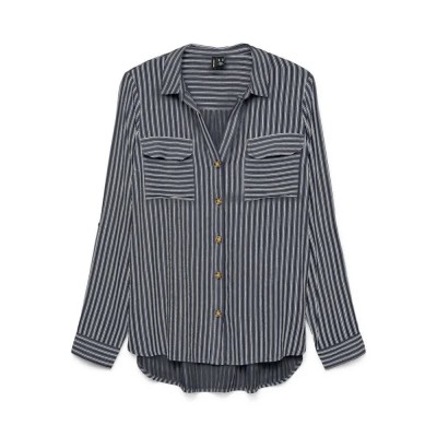 риза,с,дълъг,ръкав,дамски,блузи,дамски,ризи,vero,moda,bumpy,long,sleeve,shirt,india,ink,eva,snow,white,(grey)