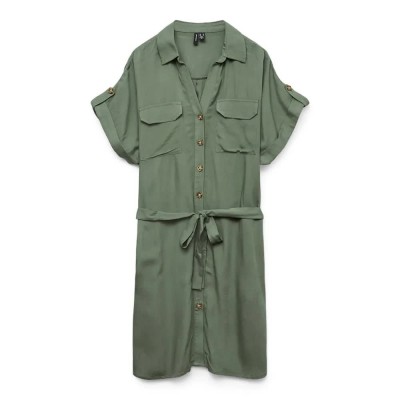 рокля,дамски,поли,и,рокли,vero,moda,bumpy,short,sleeve,short,dress,laurel,wreath,(green)