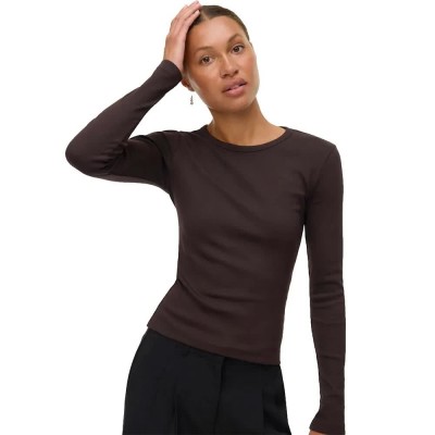 тениска,дамски,тениски,vero,moda,chloe,long,sleeve,t,shirt,chocolate,torte,(brown)