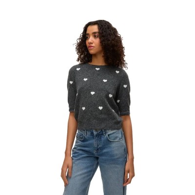 блуза,дамски,пуловери,дамски,плетени,дрехи,vero,moda,doffy,intarsia,2,4,sweater,dark,grey,melange,w,white,hearts,(grey)