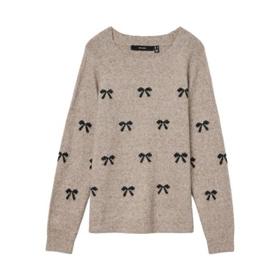 блуза,дамски,пуловери,дамски,плетени,дрехи,vero,moda,doffy,intarsia,sweater,moon,rock,w,black,bows