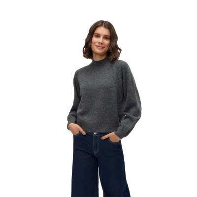 блуза,дамски,пуловери,дамски,плетени,дрехи,vero,moda,leaf,high,neck,sweater,dark,grey,melange