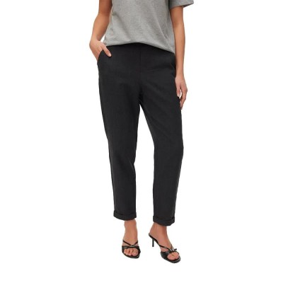 панталони,дамски,панталони,vero,moda,maya,bestie,loose,fit,pants,black,(dark,grey,melange)