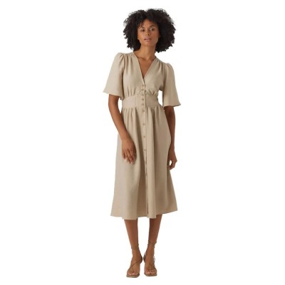 рокля,дамски,поли,и,рокли,vero,moda,melaney,short,sleeve,dress,beige
