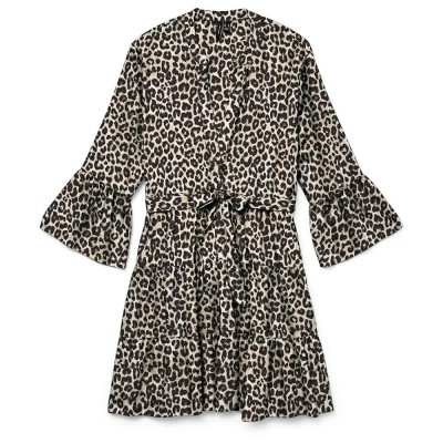 рокля,дамски,поли,и,рокли,vero,moda,melba,3,4,sleeve,short,dress,birch,lova,leo,(brown)