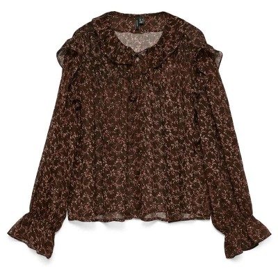 риза,с,дълъг,ръкав,дамски,блузи,дамски,ризи,vero,moda,petra,long,sleeve,shirt,chocolate,torte,tally,rose,brown,(brown)