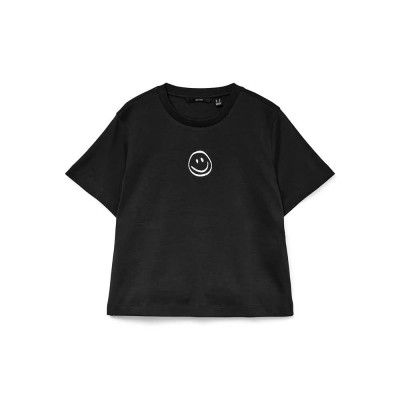 тениска,дамски,тениски,vero,moda,sara,mette,short,sleeve,t,shirt,black,1,smile,bright,white