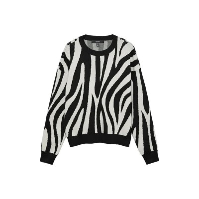 блуза,дамски,пуловери,дамски,плетени,дрехи,vero,moda,siljeanimal,sweater,birch,w,black,zebra,pattern