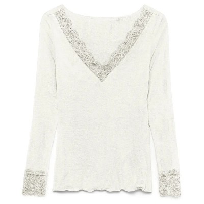 тениска,дамски,тениски,vero,moda,skye,long,sleeve,v,neck,t,shirt,snow,white,(white)