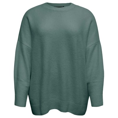 блуза,дамски,пуловери,дамски,плетени,дрехи,vero,moda,curve,boom,sweater,balsam,green,melange,(green)