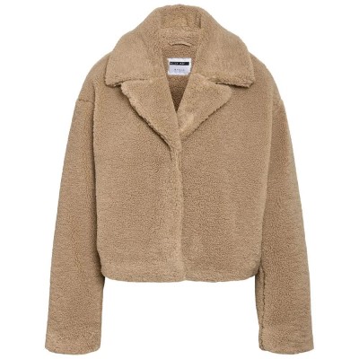 палто,дамски,якета,и,палта,noisy,may,nati,crop,teddy,coat,beige,(birch)