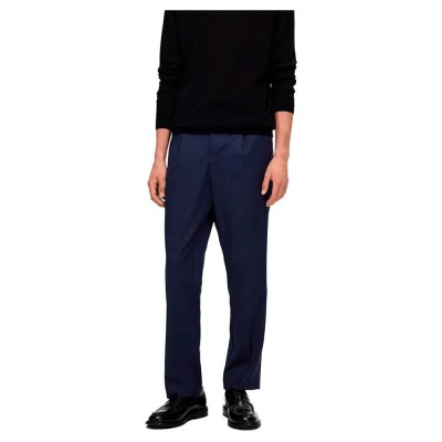 панталони,мъжки,панталони,selected,190,leroy,pleat,regular,tapered,fit,pants,blue