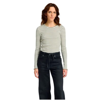 тениска,дамски,тениски,selected,anna,long,sleeve,t,shirt,green,(vetiver,w,snow,white,stripes)