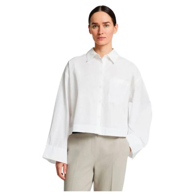 риза,с,дълъг,ръкав,дамски,блузи,дамски,ризи,selected,astha,cropped,boxy,long,sleeve,shirt,white