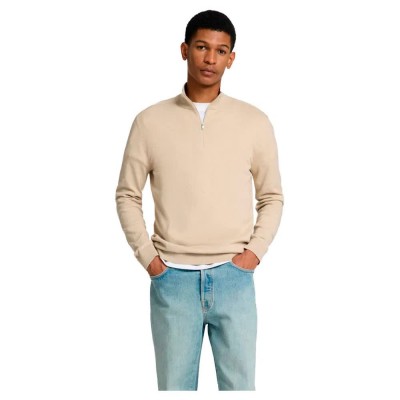 блуза,мъжки,пуловери,selected,berg,half,zip,sweater,beige,(oatmeal,melange)