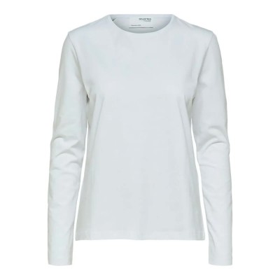 тениска,дамски,тениски,selected,essential,long,sleeve,t,shirt,bright,white,(white)